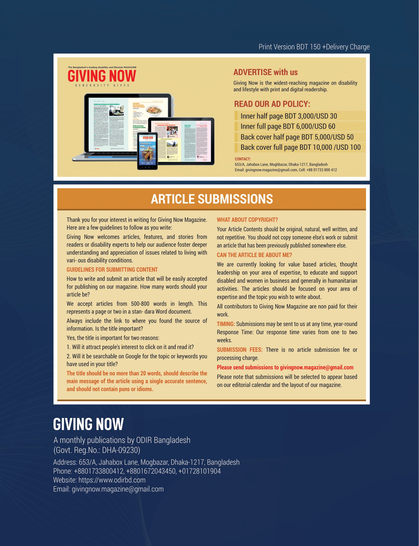 Read Our AD Policy or Rules of Article Submissions
